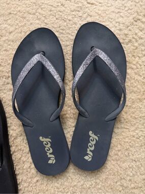Reef Women’s Dark Grey Glitter Flip Flops NEW